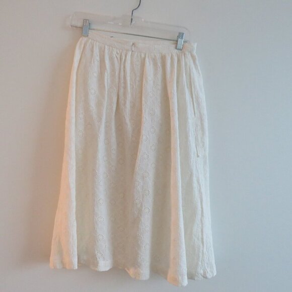 BEC + BRIDGE White Eyelet Lace Midi Skirt Coastal Neutral Boho - Size US 4 - Picture 8 of 14